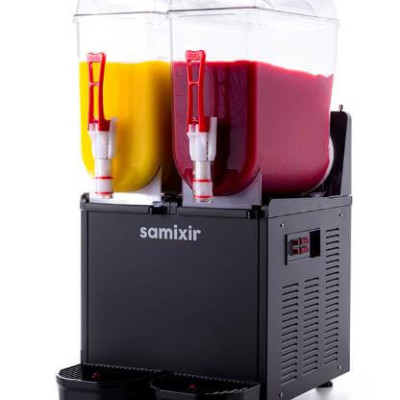 Samixir SLUSH24 Twin Ice Slush Granita ve Soğuk Meyve Suyu Dispenseri, 12+12 L, Siyah
